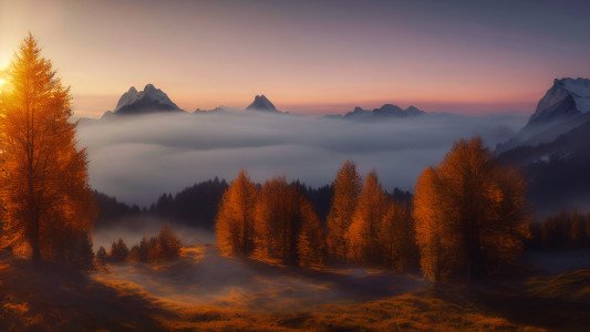 131083544 a photo of foggy landscape in the alps twilight in autumn romantic unreal engine highly detailed the most beautiful image ever seen gloomyk dramatic lighting epic com kopie